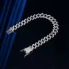 Manufacturer custom 10mm cuban chain 925 silver thick chain chunky bracelet zirconia full paved ice out cuban chain bracelet