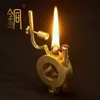 Vintage Retro Handmade Brass Kerosene Lighter Pure Copper Flip-top Ring Windproof Grinding Wheel Men's Gift