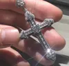 Moda 925 Sterling Srebrny kwiat Znakomita Biblia Jezus wisiorek dla kobiet Crucifix Charm Pave Symulowana diamentowa biżuteria 8641285