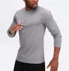 Lu Hommes Yoga Outfit Sport T-shirt à manches longues Mens Sport Style Col Bouton Chemise Formation Fitness Vêtements Élastique Séchage Rapide Porter 22