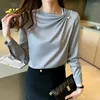 Blusas femininas 2024 primavera coreano mulheres chiffon camisas escritório ol camisa de manga longa plissado pulôver senhoras topos