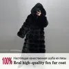 Fourrure pour femmes Faux hiver femmes réel manteau épais chaud manches longues à capuche de haute qualité mode naturelle pardessus taille personnalisable 231211