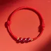 Braccialetti con ciondoli Perline di cinabro Braccialetto di corda rossa per le donne Cavo intrecciato a mano regolabile Corda di perline fortunata Protezione dell'amicizia