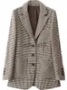 Damesjassen Chique Elegante Damesjas Herfst Nieuw In Koreaanse Mode Zwarte Jassen Oversize Single Breasted Casual Houndstooth Blazer Dames 2023 J231211