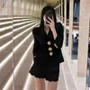 Women's Suits Blazers Blazer noir pour femme avec bouton en metal veste courte cardigan a la mode manteau imbibe gothique streetwear 231205