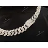 12mm Sterling Silver Hand Set Moissanite Diamond Studded Iced Out Cuban Link Chain Necklace för honom hennes hiphop