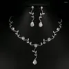 Ensemble de boucles d'oreilles et collier pour femmes, accessoires de Style coréen, ras du cou, branche de feuille, perle, bijoux de mariage, clous d'oreilles