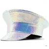 Basker glitter kapten hatt vuxen mode patentleather ungkarlfest kvinnor
