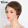 Trueme Short Pixie Cut Lace Wig for woman for woman colored brazilian tranparent front highlight brown