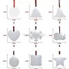 Christmas Sublimation Blank Ornament Double-Sided Xmas Tree Pendant Multi Shape Aluminum Plate Metal Hanging Tag Holidays Decorati244G