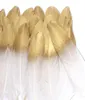 Guld doppade naturliga vita fjädrar för olika hantverk diy dekor fjädrar bröllop fjäder dekoration 100 pcslot40916128535559