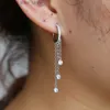 Stud magnifiques femmes gland cz boucle d'oreille cerceau 925 en argent sterling anit allergie mode femme bijoux 925 longue chaîne élégance fil d'oreille YQ231211