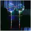 Décoration de fête LED Ballon Transparent Éclairage Lumineux Bobo Ball Ballons avec 80Cm Pole String Noël Noël Mariage Decoratio Dhjbx