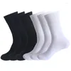 Erkek Çoraplar 6 Fays yüksek kaliteli siyah beyaz saf renkli pamuk unisex çorap ofis sporu iş anti-bakteriyel deodorant erkekler uzun