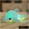 Fyllda plyschdjur Colorf Dolphin Doll Toy Luminous Flashing Cushion Kudde med LED -ljusfestfödelsedag Christmas Gift Q0727 OTNQP