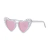 Lunettes de soleil en perles Lunettes de soleil en forme de coeur pour femmes Marque Designer Coeur de pêche Grand cadre Lunettes de soleil de mode fille douce pour la conduite Fête Vacances Plage