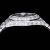 Haute qualité diamant boîte en acier inoxydable mouvement mécanique hommes bracelet de luxe femmes montre ensemble