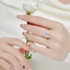 4 캐럿 D 컬러 Moissanite 약혼 반지 S925 스털링 실버 10mm 랩 제작 여성용 다이아몬드 럭셔리 웨딩 밴드 6 발톱