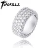 Topgrillz 5 صفوف مثلجة الكاملة Zircon bling Rings Gold Silver Color Charm Men Hip Hop Jewelry for Gifts Y1124219Q