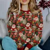 Kobiet batorzy kawaii Swoy Santa Claus for Women Autumn O-Neck Ogólna świąteczna bluza moda pullover 3D Druku