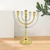 Ljushållare Hanukkah Menorah Candelabra Desktop Traditionell rund bashållare för mantel vardagsrum med eldstadsjubileumsdekor