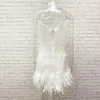 Повседневные платья 2023 Парное платье с кисточками и пайетками из перьев Сексуальный ремень с v-образным вырезом