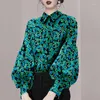 Women's Blouses Spring Autumn 2024 Women Clothing Vintage Floral Printed Tops Lantern Sleeve Loose Pullovers Blouse Shirts