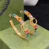 2022 NEW COLOR DIAMOND HOOP HUGGIE EARRINGS ARETES ORECCHINI FASION PASSION Large Circle Earrings Women's Wedding Party 2795