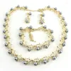 Collier boucles d'oreilles ensemble Bracelet de perles occidentales trois pièces de colliers pour femmes fille MAF020