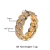 Duoying Drop Shipping Anello In 8Mm Full Zirconia Plating Real Gold Trend Men Cuban Chain Ring Pvc Bag