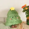 Kerstspeelgoed 50x45x8cm Groene Kerstboom Pluche Kussen Gevuld Zacht Plant Lachend Gezicht Feestdag Woondecoratie Knuffel Peluche Kindercadeau 231208