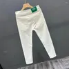 Men's Jeans Trousers Work Wear Male Cowboy Pants Stretch White For Men Tapered Elastic Y 2k Vintage Korean Style Cotton Baggy Oversize