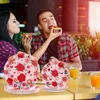 Servis uppsättningar 96 st valentins dag bordsartiklar set hemfester levererar vattentäta födelsedagsplattor och servetter med färgtryck