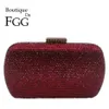 Boutique de FGG Wine Red Women Crystal Evening Bags Wedding Metal Clutches Party Cocktail Purse and Handbag 220321304J