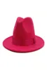 2020 Kvinnor Stylish Rosy Wool Felt Jazz Fedora Hats med Ribbon Wide Brim Panama Formal Hat Trilby Ladies Fascinator Dress Hats8767784