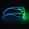 Zonnebril Emazing Lights 2-Color EL Wire Neon LED Light Party DJ Up Bright Shutter Shaped Bril Rave Sunglasses1237J