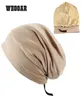 Weoooar regulowany wyłożony satynową maskę dla kobiet Mężczyźni Satin Satin Have Hair Night For Sleeping Cap Bawełniana czapka MZ226 2201248215356