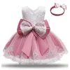 Robes de filles nées bébé fille robe de fête pour 1 an anniversaire princesse dentelle robe de baptême vêtements blanc baptême 231211