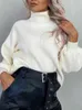 Pulls pour femmes Pull à col roulé 2023 Automne Hiver Blanc Lâche À Manches Longues Top Tricot Pull Élégant Jumper Coréen Mode Streetwear