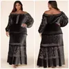 Plus size vestidos elegantes mulheres vestido de casamento senhora renda branca oco festa de aniversário para elegante feminino baile de formatura babados vestido M-4XL