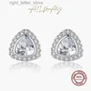 Stud Ailmay 925 Sterling Silver Shiny Zircon Triangle Earrings Studs For Women Classic Luxury Wedding Accessories Jewelry Gift YQ231211