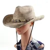 Cappelli larghi da uomo Straw Cappello da cowboy Summer Sun Shade Mamo Jazz occidentale maschile e femminile