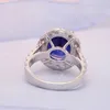 Bröllopsringar 100% 14K Solid White Gold 5.0ct Oval Lab Sapphire Huvudsten Bröllop Förlovningsring Gift Fina smycken för kvinnor 231208