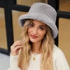 Sombreros de ala ancha Sombrero de pescador de color sólido para mujeres Otoño e invierno Faux H Cálido Casual