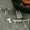 Dinnerware Sets 6 Pcs Puppy Chopstick Rest Metal Spoon Holder Kitchen Accessory Home Supplies Zinc Alloy Dining Table Cutlery