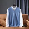 Men's Vests Jueqi Cashmere Sweater Vest Sleeveless Waistcoat Pure Wool V-neck MR-1918