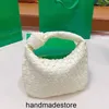 Venetaabottegaa handväska vävd jodie virkade väskor designer väska kvinna lyx på tygväska bågen handtag liten hobo mjuk läder 5a dumpling väskor