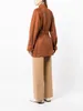 Christmas Women's Brown Pocket Jacket Rust Suede coat luxury designer check-print belted leather jacket