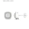 Stud scintillanti gioielli di lusso in argento sterling 925 con zaffiro bianco diamante CZ partito donne orecchino a bottone per matrimonio per l'amante regalo YQ231211