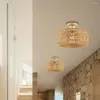 Ceiling Lights Chandelier Woven Lamp Flush Mount Basket Light Fixture Paper Rope Bathroom